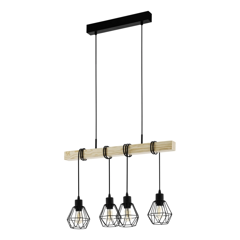 4-light pendant lamp Townshend 5 Dining room - black with wood