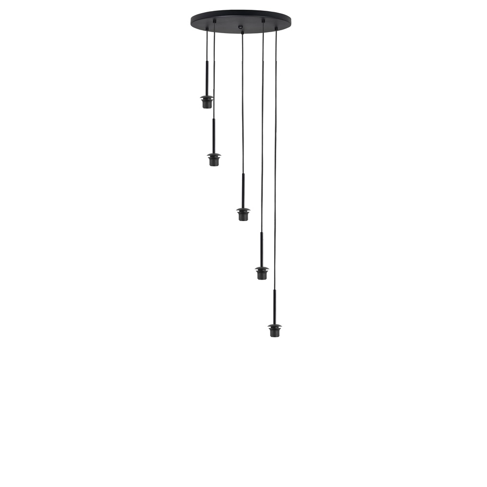 Pendant lamp Bellini 5-light black with gold glass Highlight