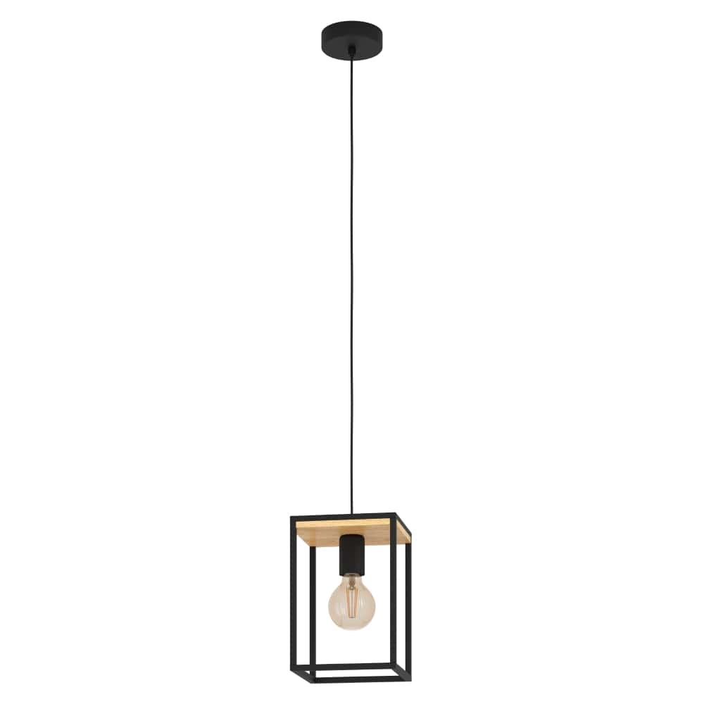 Country Pendant Lamp Libertad black with wood