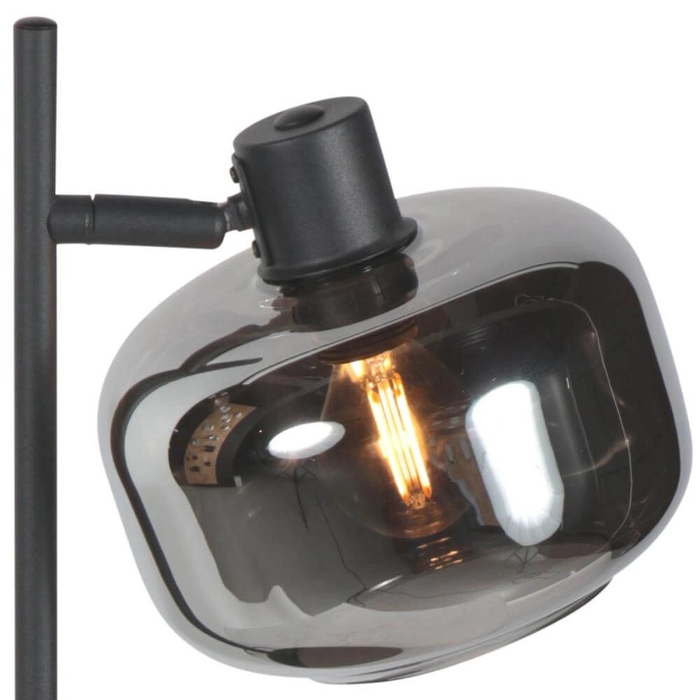 Black table lamp Tenebris with smoke glass Steinhauer 8712746178142