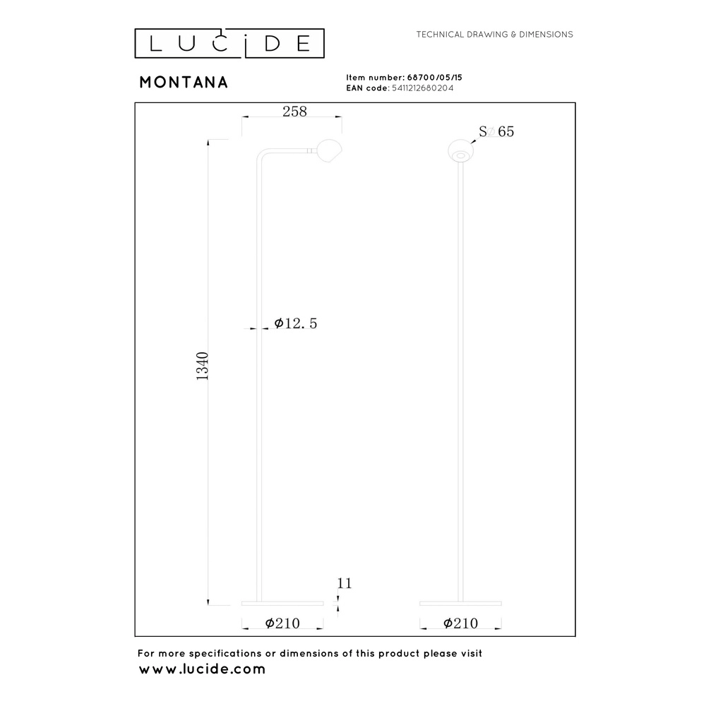 Design floor lamp Montana grey Premium by Lucide 5411212680204