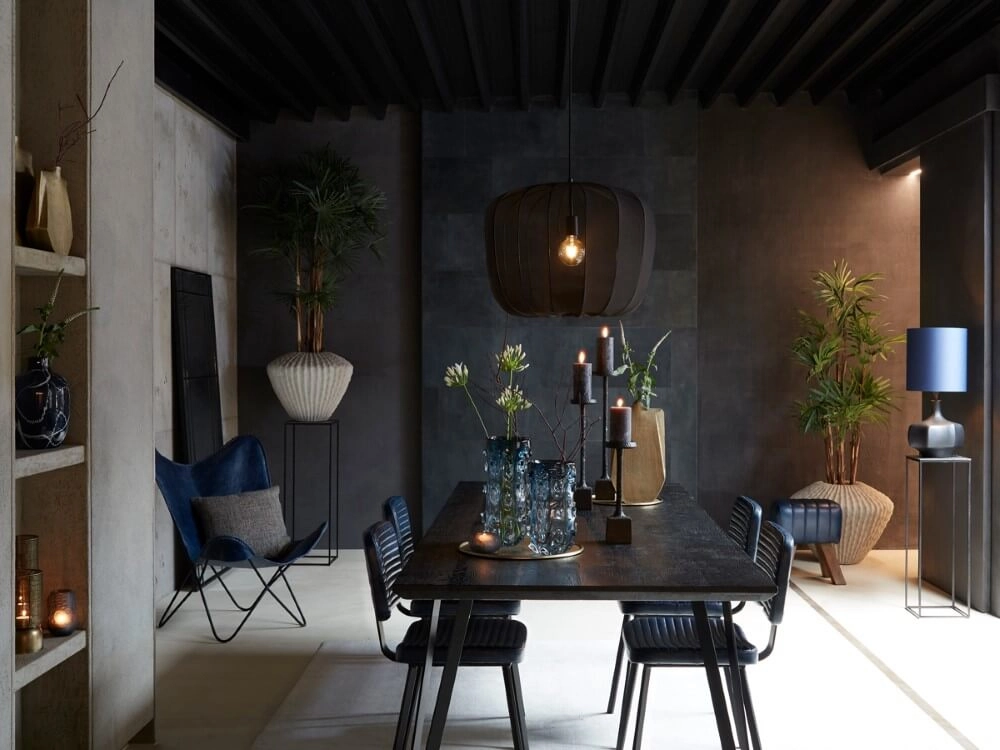 Bohemian pendant lamp Plumeria black Ø 60cm