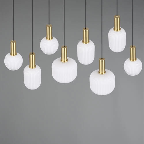 Dining room pendant lamp Diva 8-light - white glass Trio 4017807614527