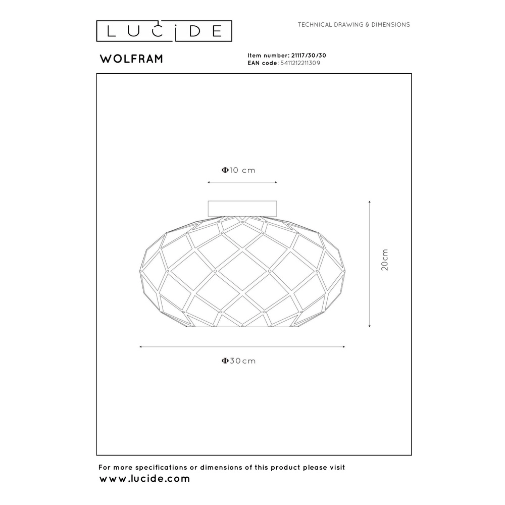 Ceiling lamp Wolfram Black Lucide 5411212211309