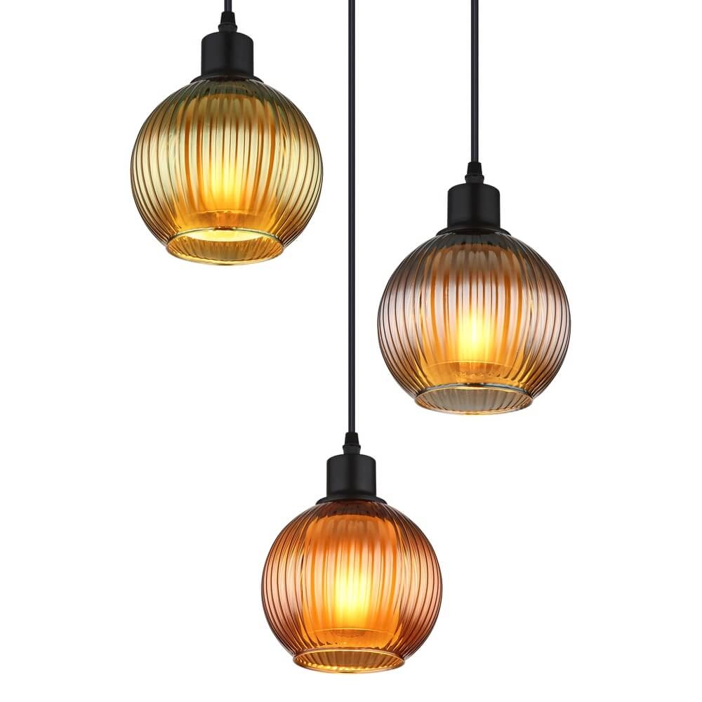 Round pendant lamp Zumba coloured glass 3-light Ø 36cm Globo 9007371449828