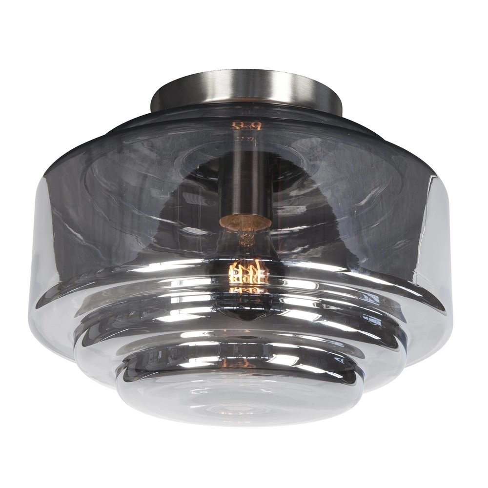 Nickel ceiling lamp Cambridge smoke glass Ø 30cm
