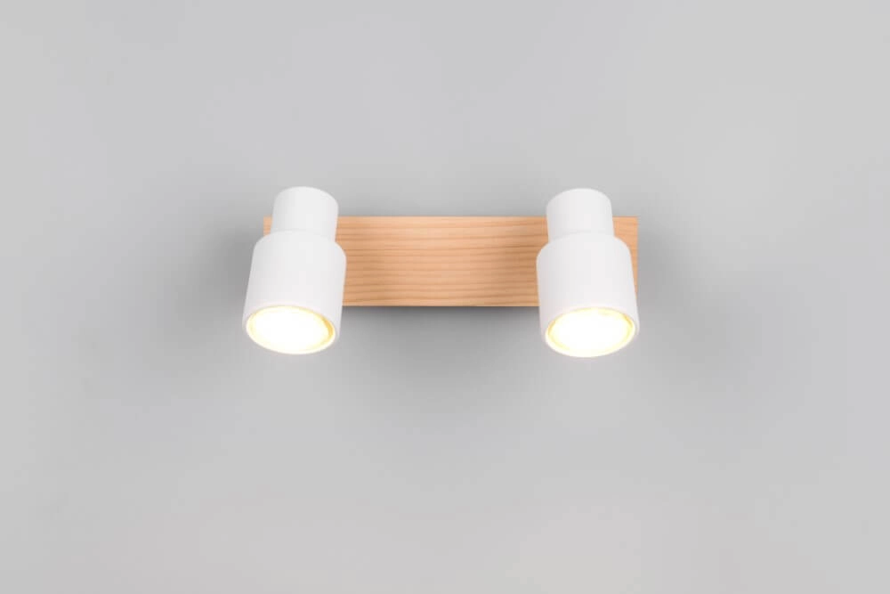 2-light ceiling lamp Pierre white with wood Trio 4017807638165
