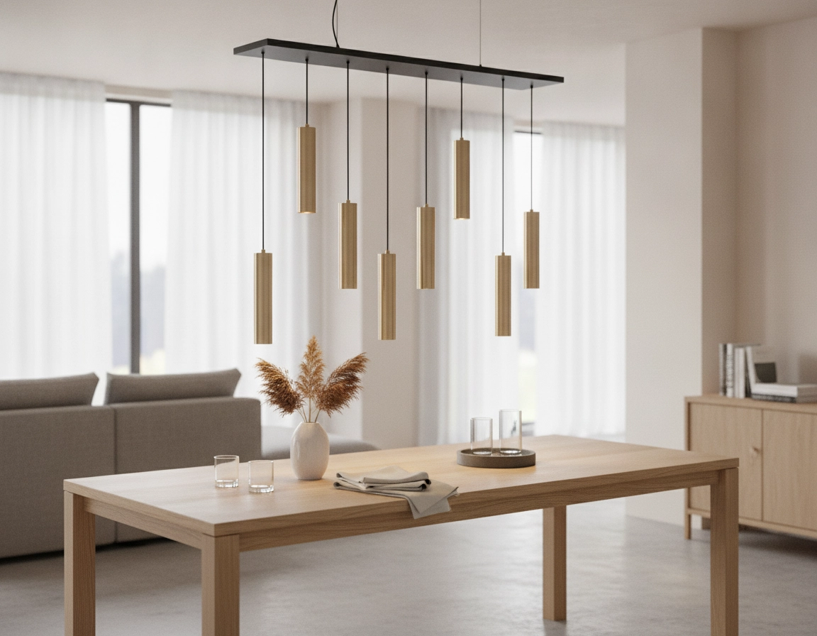 Dining room hanging lamp Perugia matt gold - 8x GU10