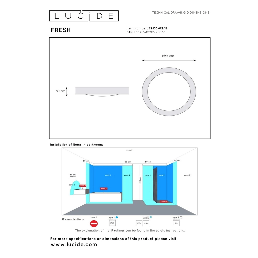 Ceiling light Fresh Ø 35cm chrome Lucide 5411212790538