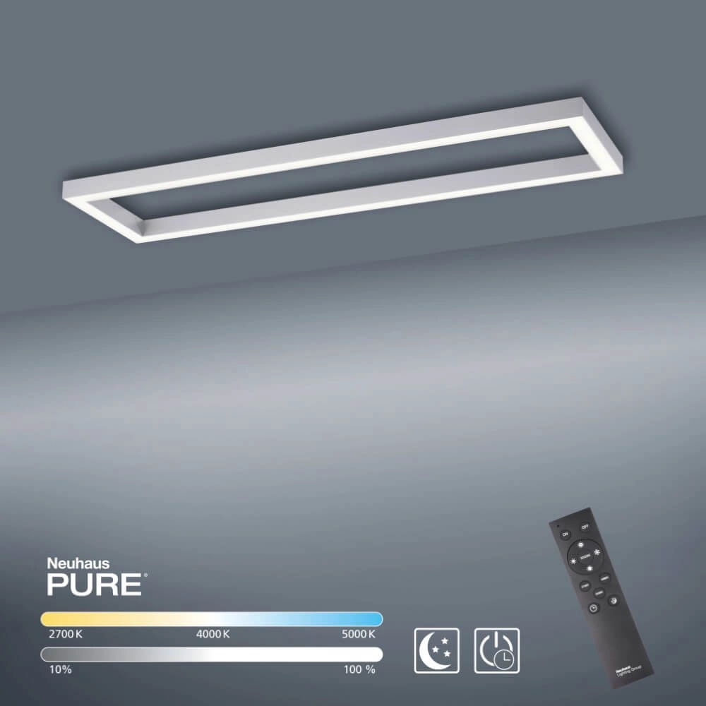Rectangular ceiling lamp Pure Lines Square aluminum Paul Neuhaus 4012248357934