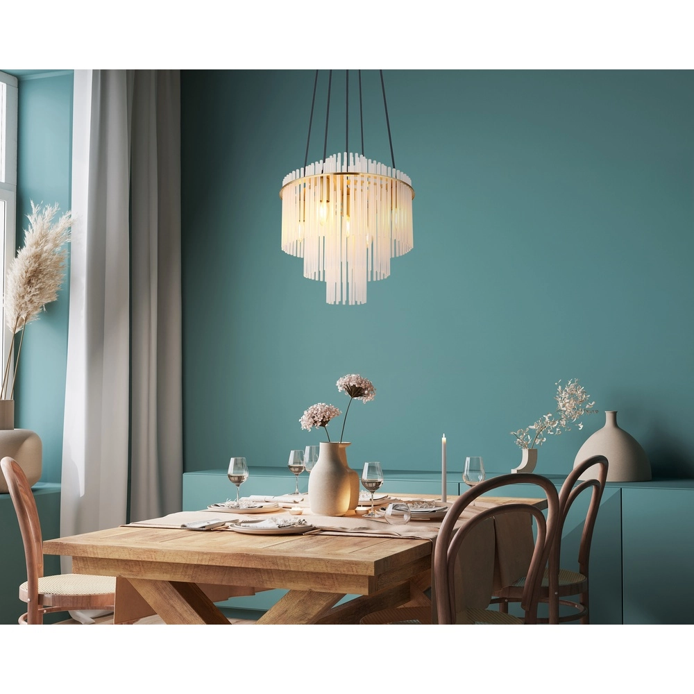 Pendant lamp Ø 40cm Gorley Gold with white glass sticks Globo 9007371518135