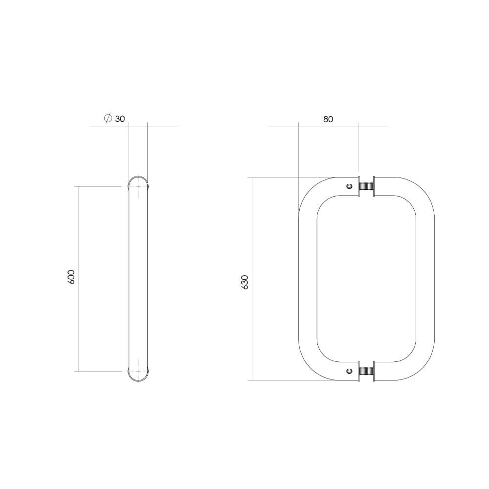 Door handles U-shape Gripon 63cm per pair of RVs Intersteel 8714186465479