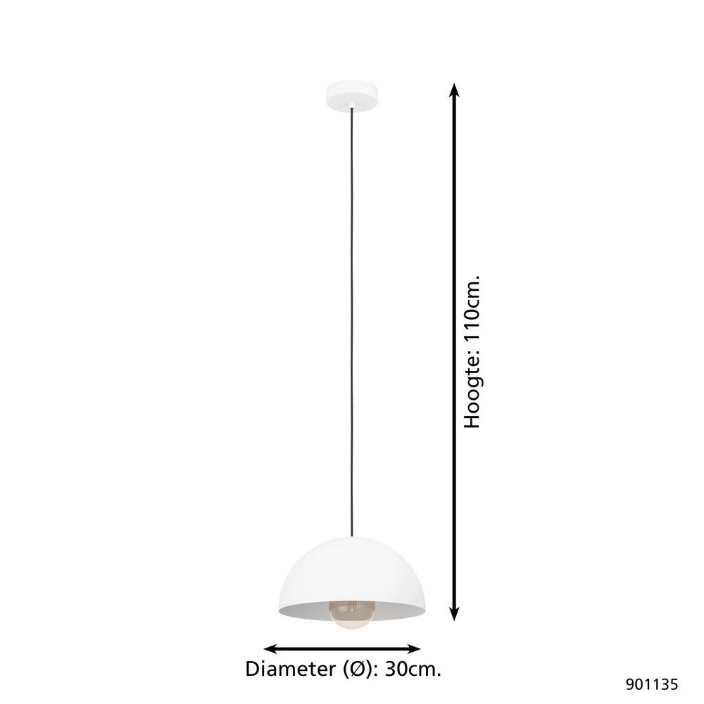 White pendant lamp Gaetano Ø 30cm - E27 Eglo 9008606312627