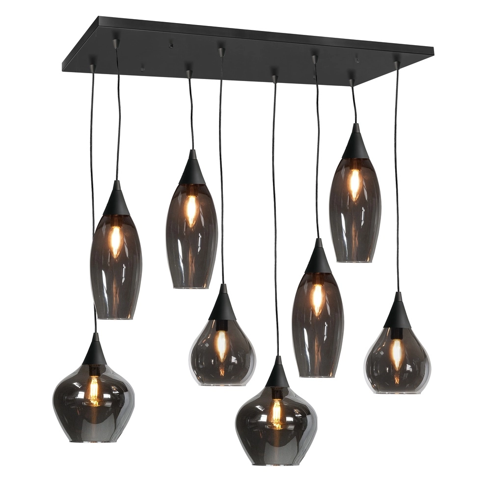 Pendant lamp Cambio Black 8-light dark smoke glass