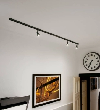Track lighting ceiling with clock