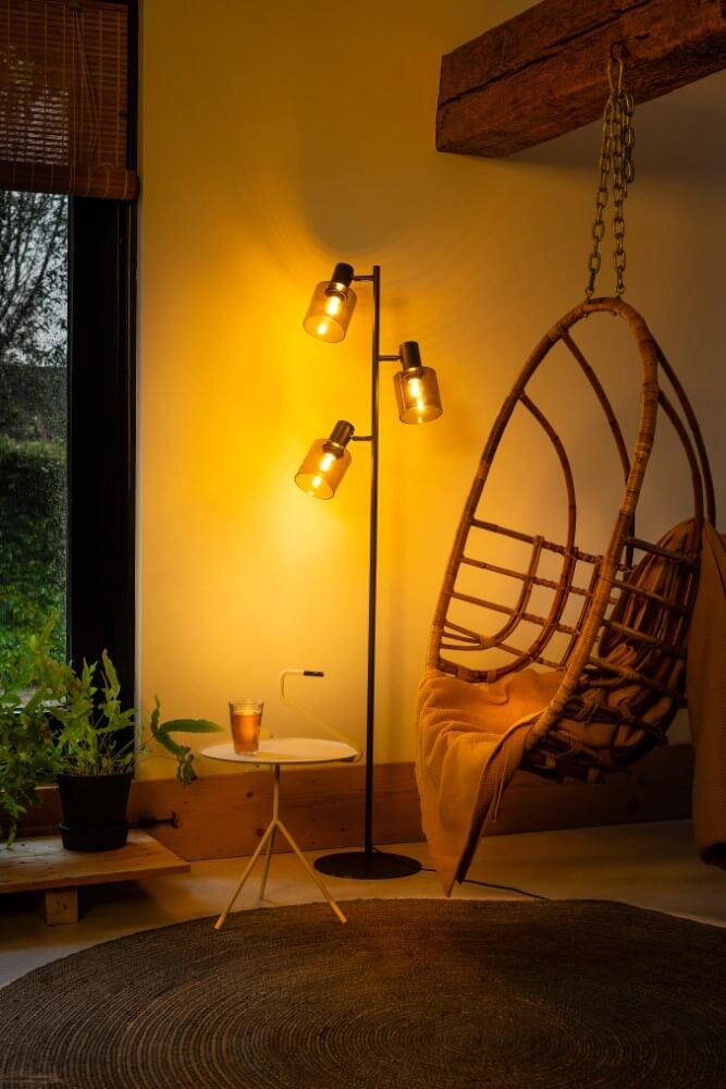 Glass floor lamp Sledge Glass 3-light black with gold glass ETH 8720195302889