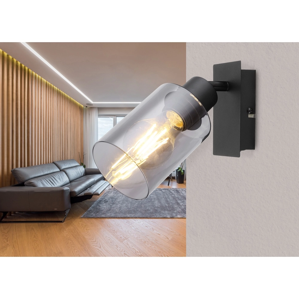 Wall lamp Hadera black with smoke glass Globo 9007371437214