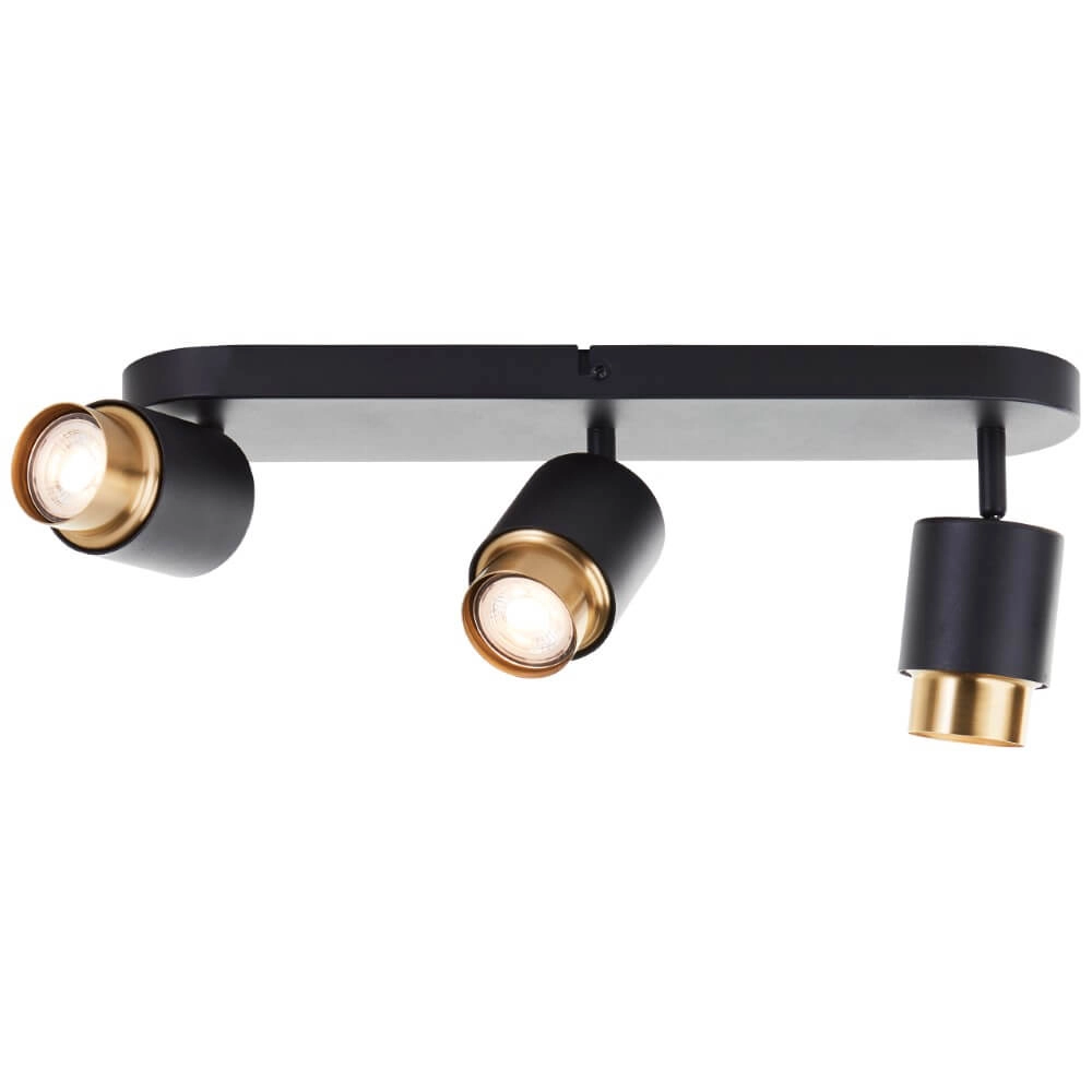 3-light surface-mounted spotlight Covelo black with gold Brilliant 4004353441363