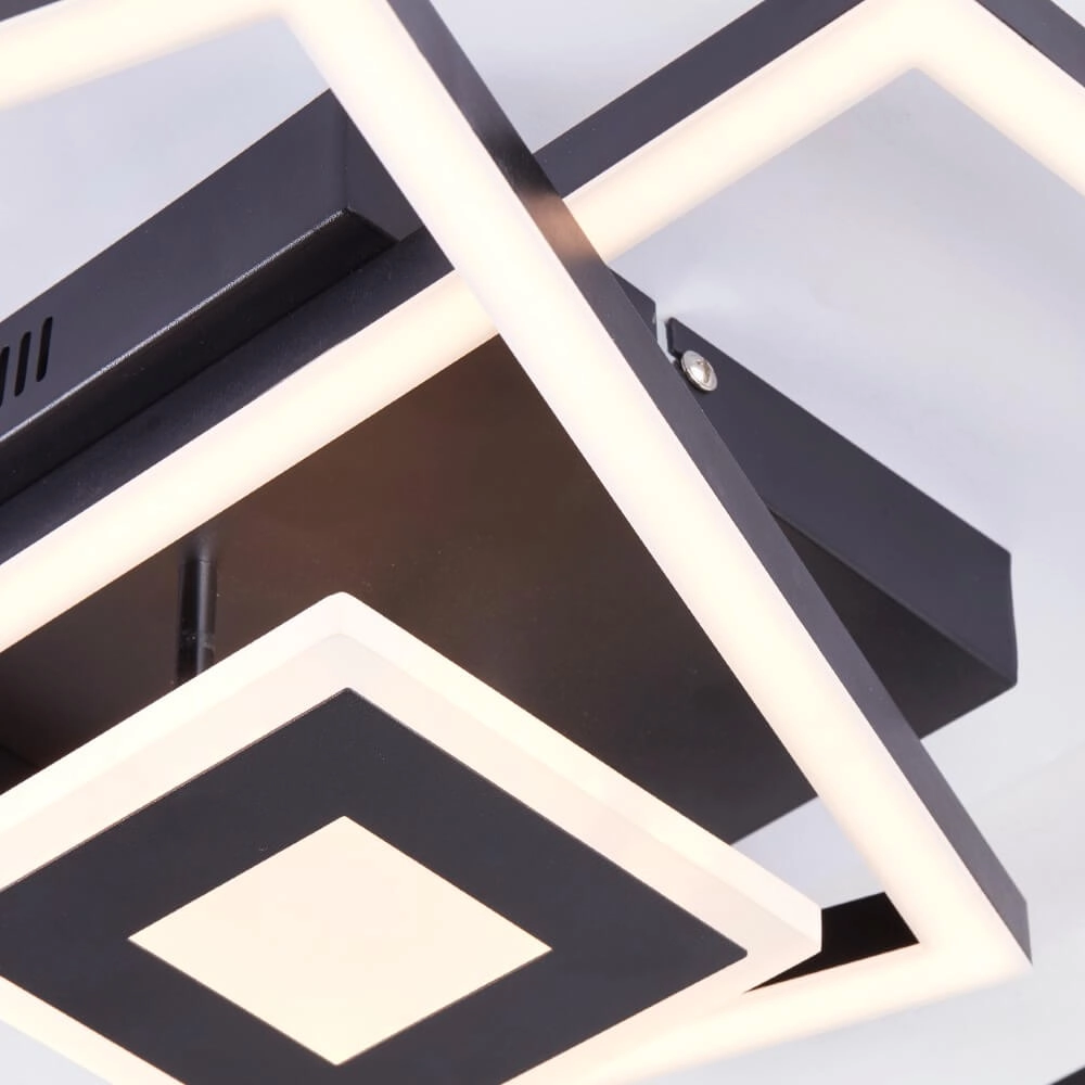 Ceiling lamp Bray Square Black Brilliant 4004353420016