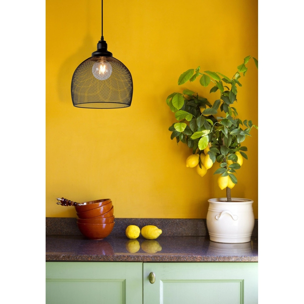 Mesh pendant lamp Mesh Ø 28cm black Lucide 5411212430397