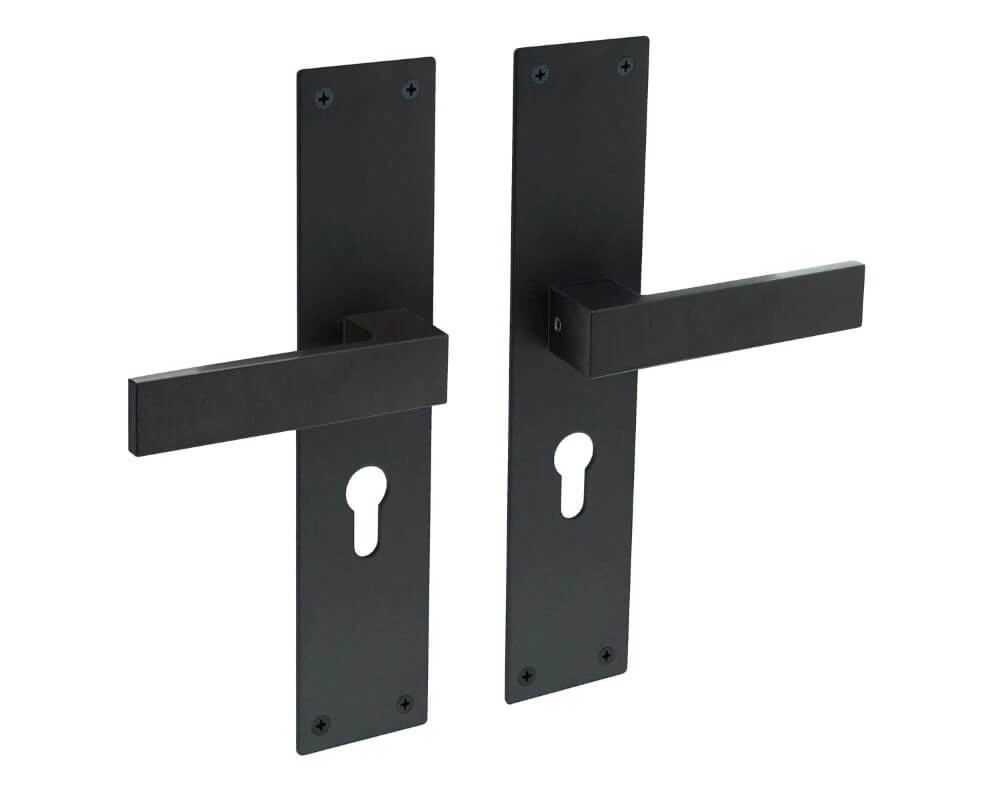 Modern door handle Amsterdam Cylinder hole 55mm black