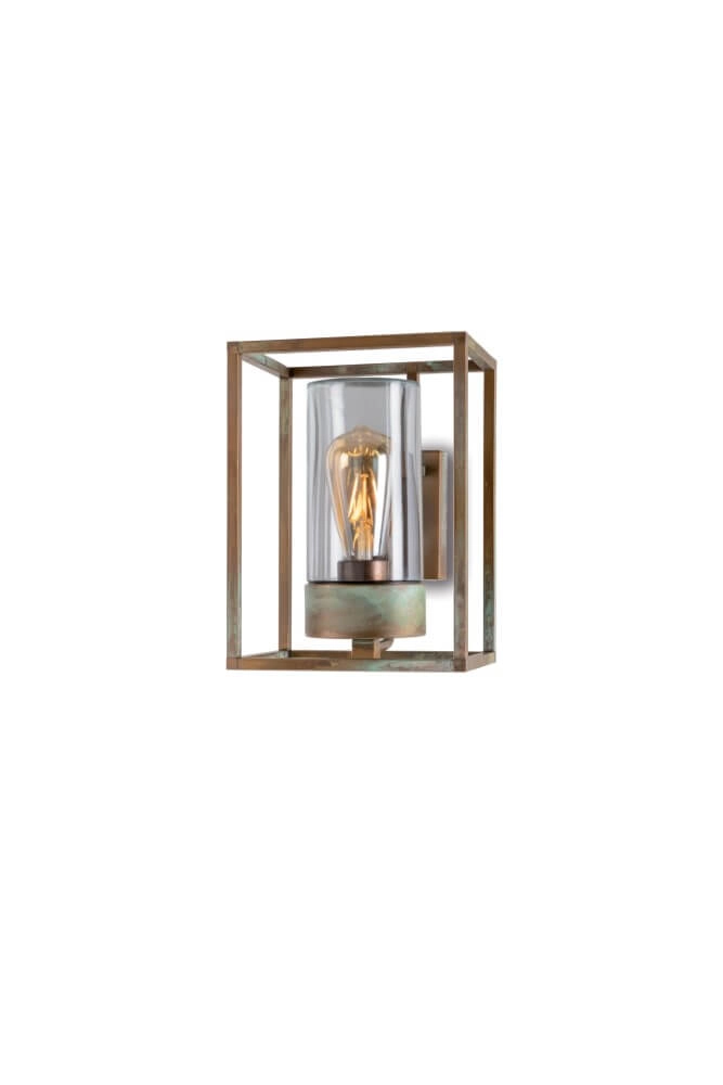Country wall lamp Cubic3 transparent glass