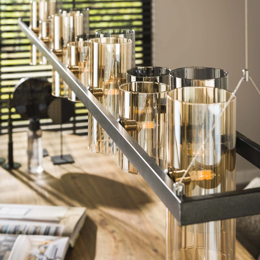Pendant lamp Cylinder 190cm - smoke and amber glass Lyora 8716803512450