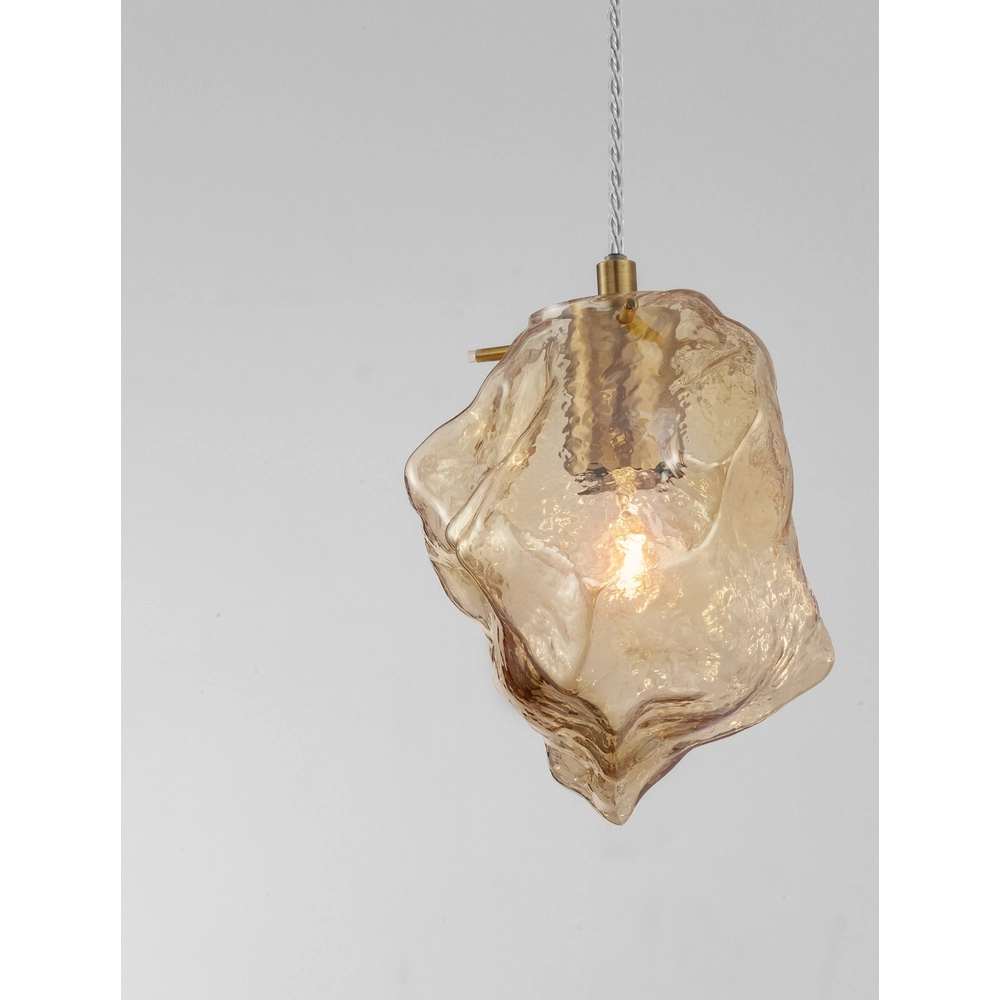 Pendant lamp Odelle Gold with amber glass