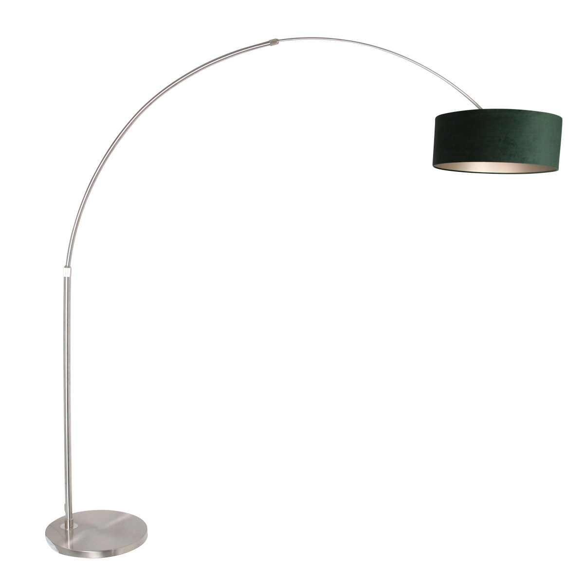 Arc lamp Sparkled Stainless steel with velor green hood