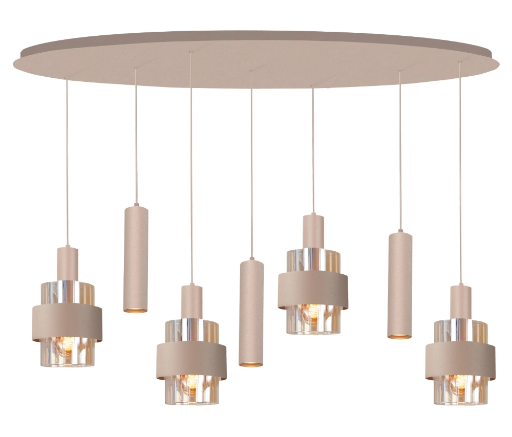 Dining table pendant lamp Marrone 7L - oval - sand