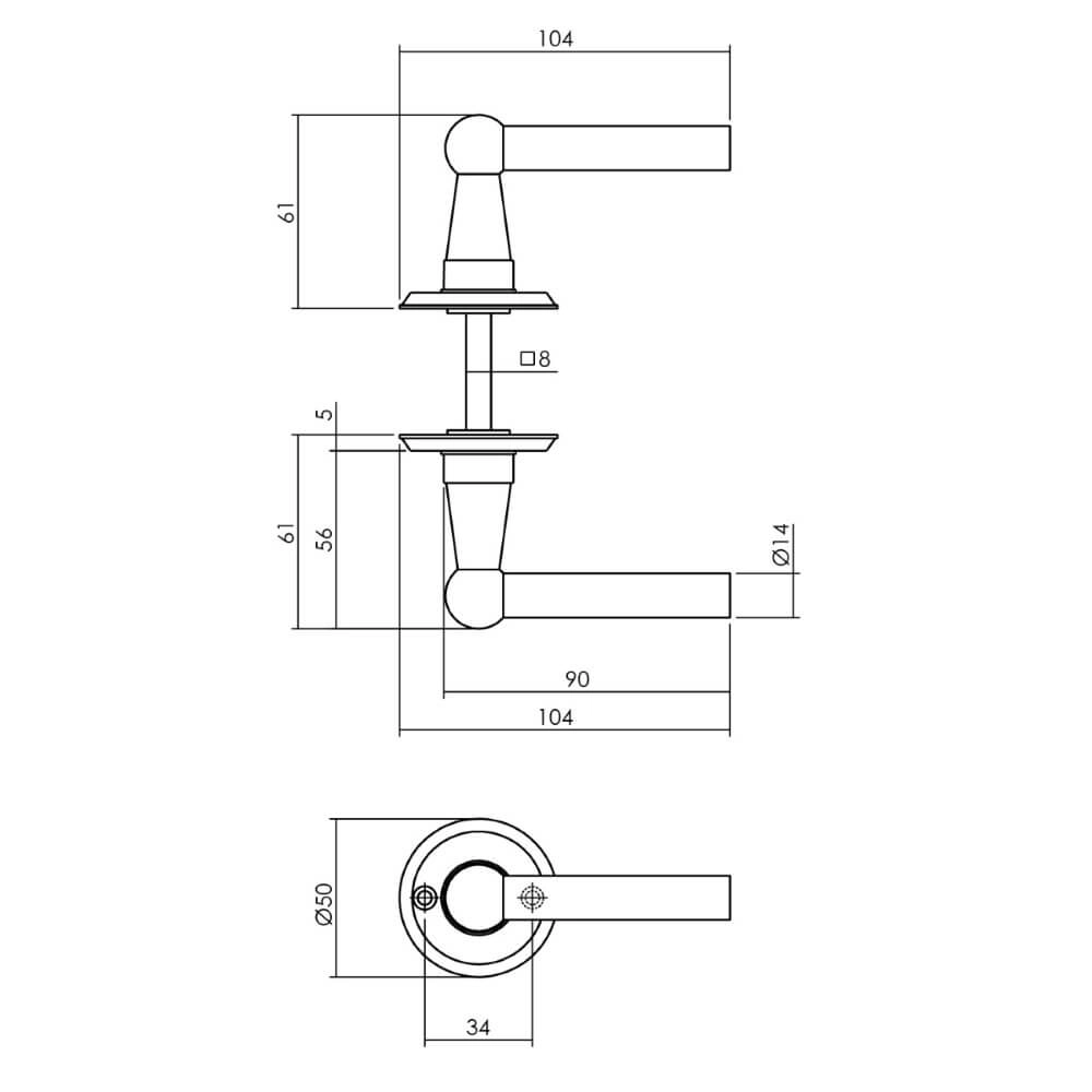 Door handle Bol Round rosette black Intersteel 8714186556894