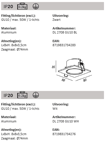 White recessed spot Downel 9cm Artdelight 8719831730414