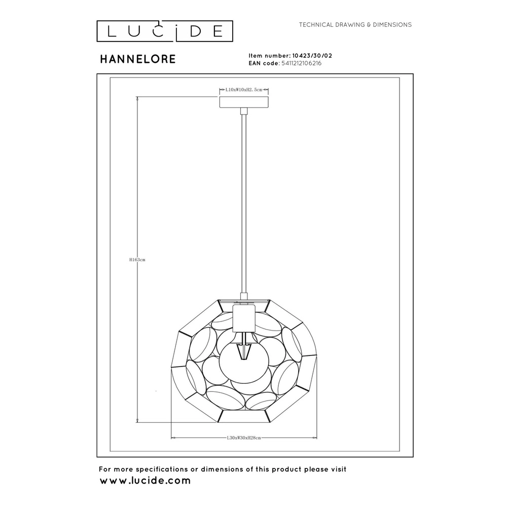 Unique pendant lamp Hannelore Ø 30cm gold Lucide 5411212106216
