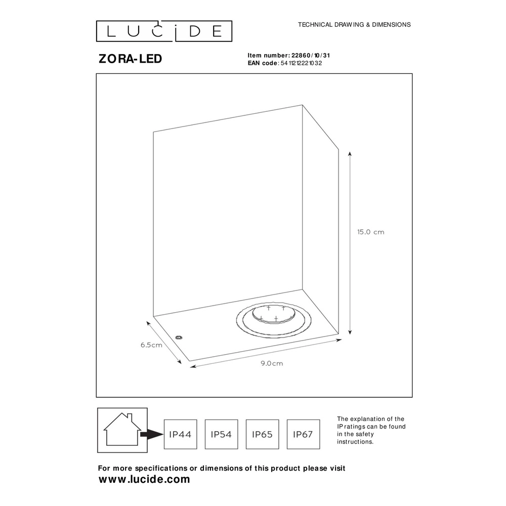 Design wall spot Zora-Led Up & Down White Lucide 5411212221032
