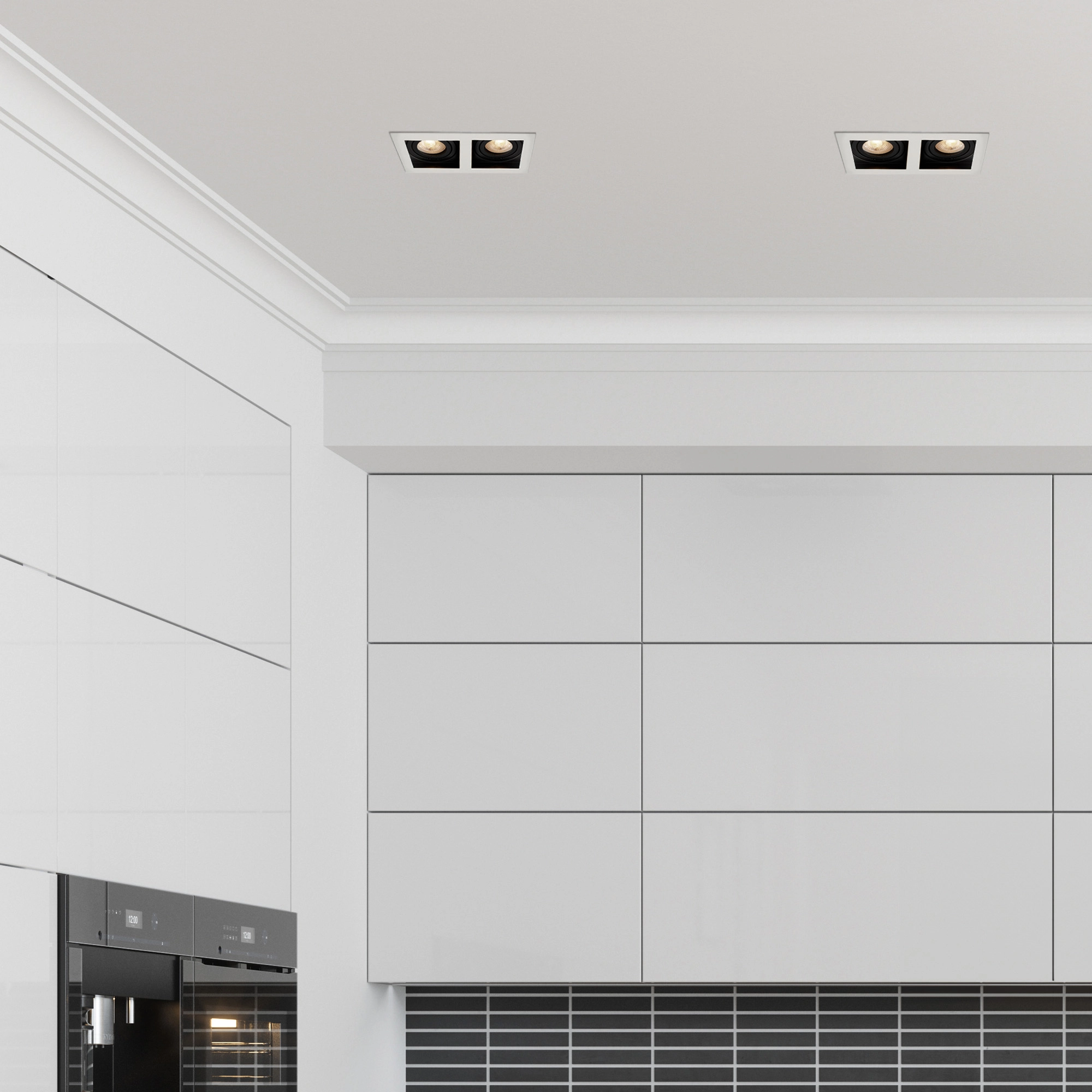 Rectangular recessed spotlight Grid 2-light black/white Lyora 5053423307169
