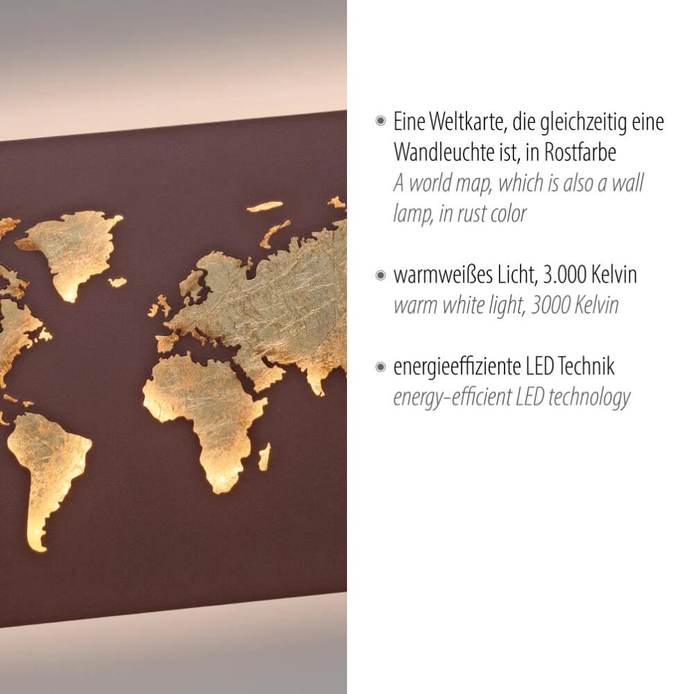 Wall lamp Map rust brown Paul Neuhaus 4012248376034