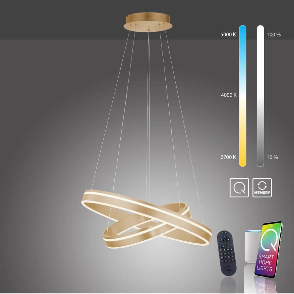 Pendant lamp Q-Vito Ø 59cm brass Paul Neuhaus 4012248357781