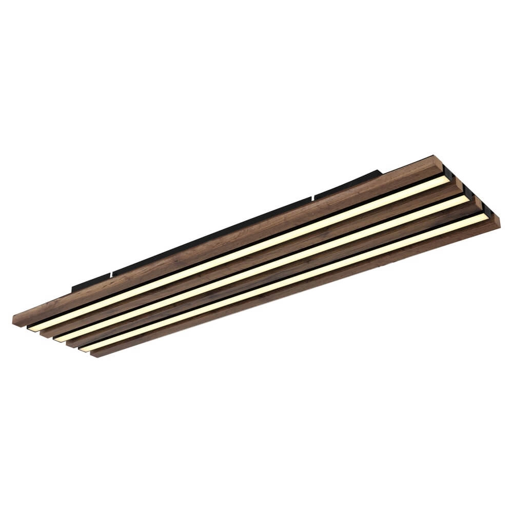 Ceiling lamp Hayden black with wood 80cm
