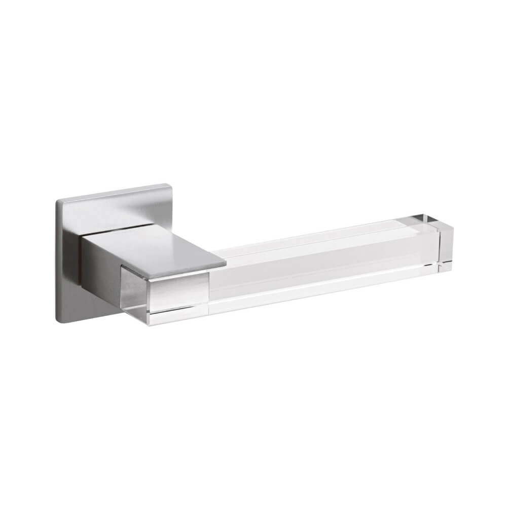 Design door handle Ice Cube matt chrome and transparent