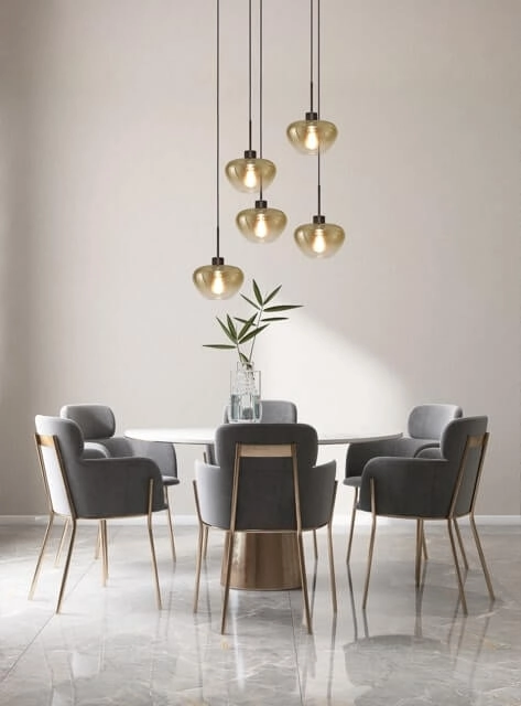 5-light pendant lamp Genua black with 5x gold glass Ø 24cm Masterlight 8718121357102