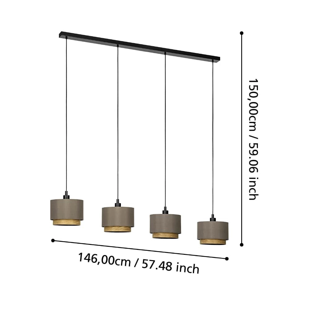 4-light hanging lamp Marchena cappucino with wood Stars of Light 9008606240074