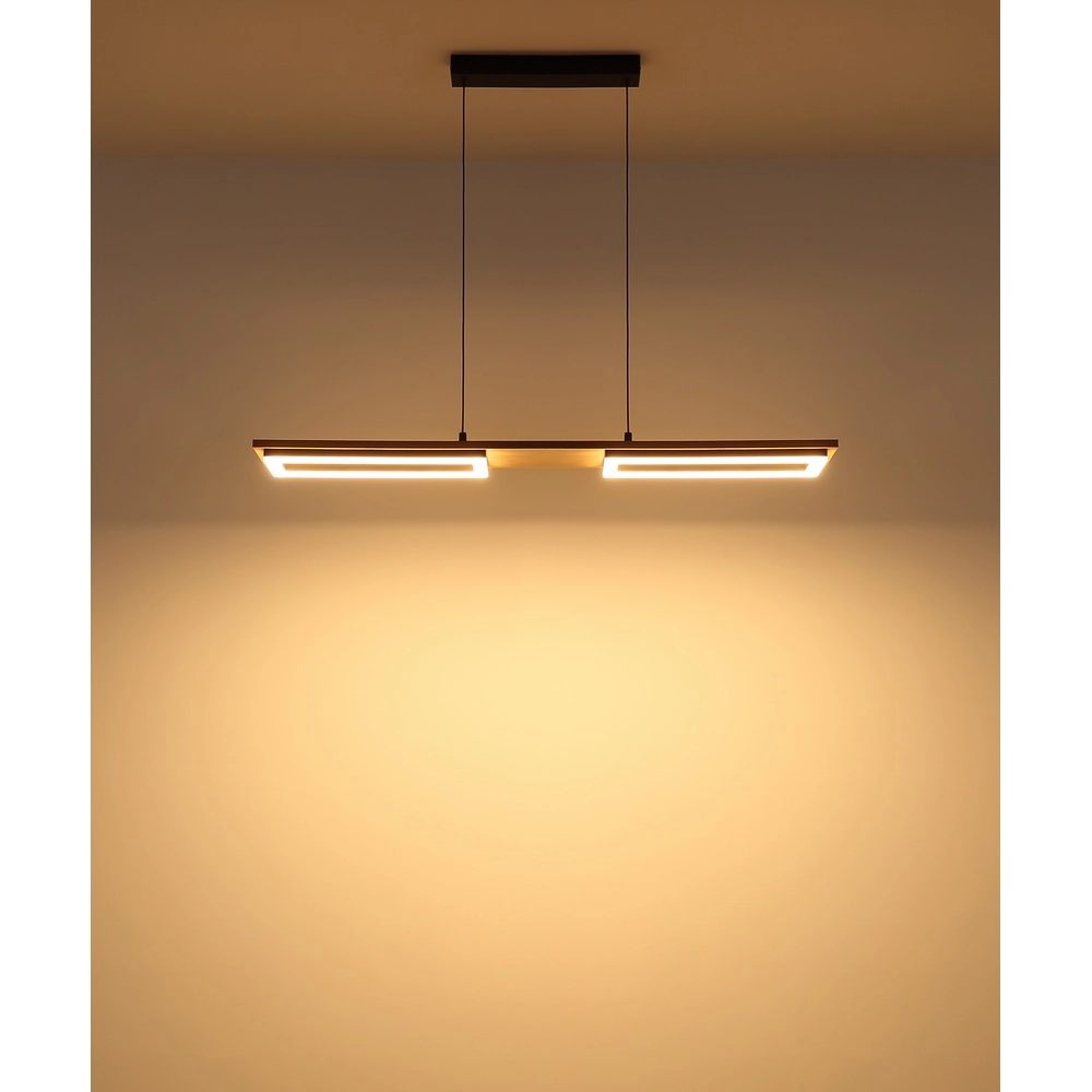 Design ceiling lamp Bruce black with wood Globo 9007371592111