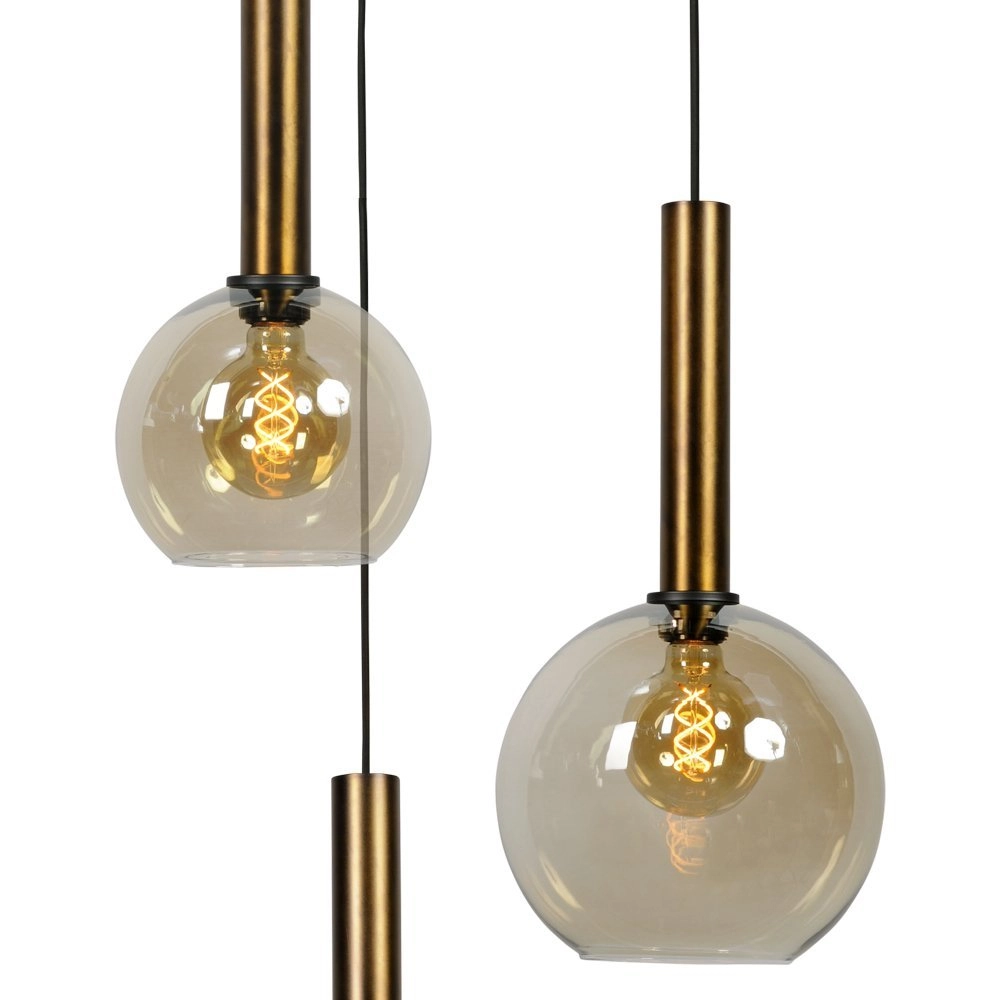 Black hanging lamp Bella 3-light with gold Masterlight 8718121255361