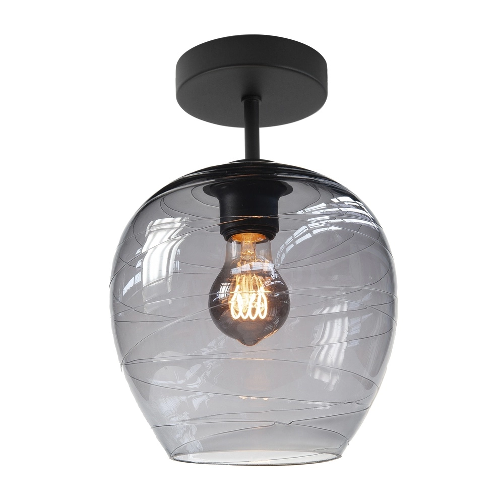 Ceiling lamp Fantasy black with smoke glass Ø 22cm
