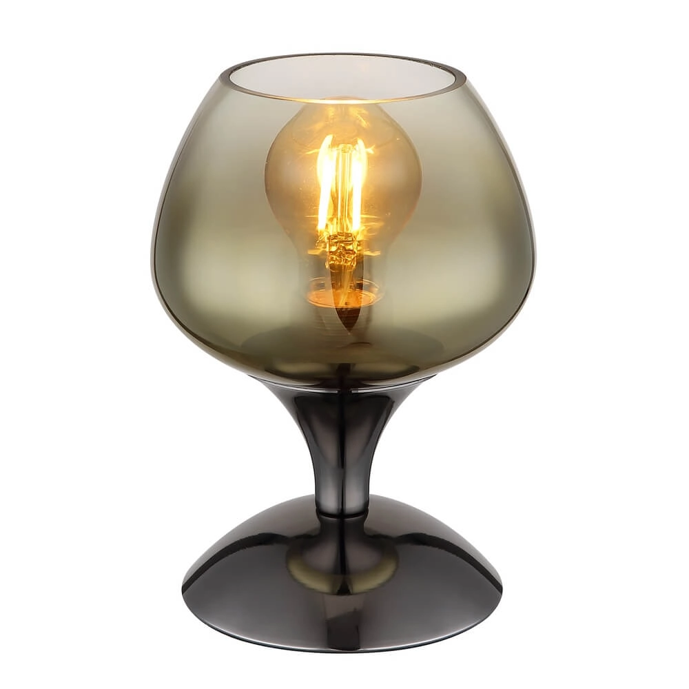 Gunmetal table lamp Maxy with amber glass Ø 15cm