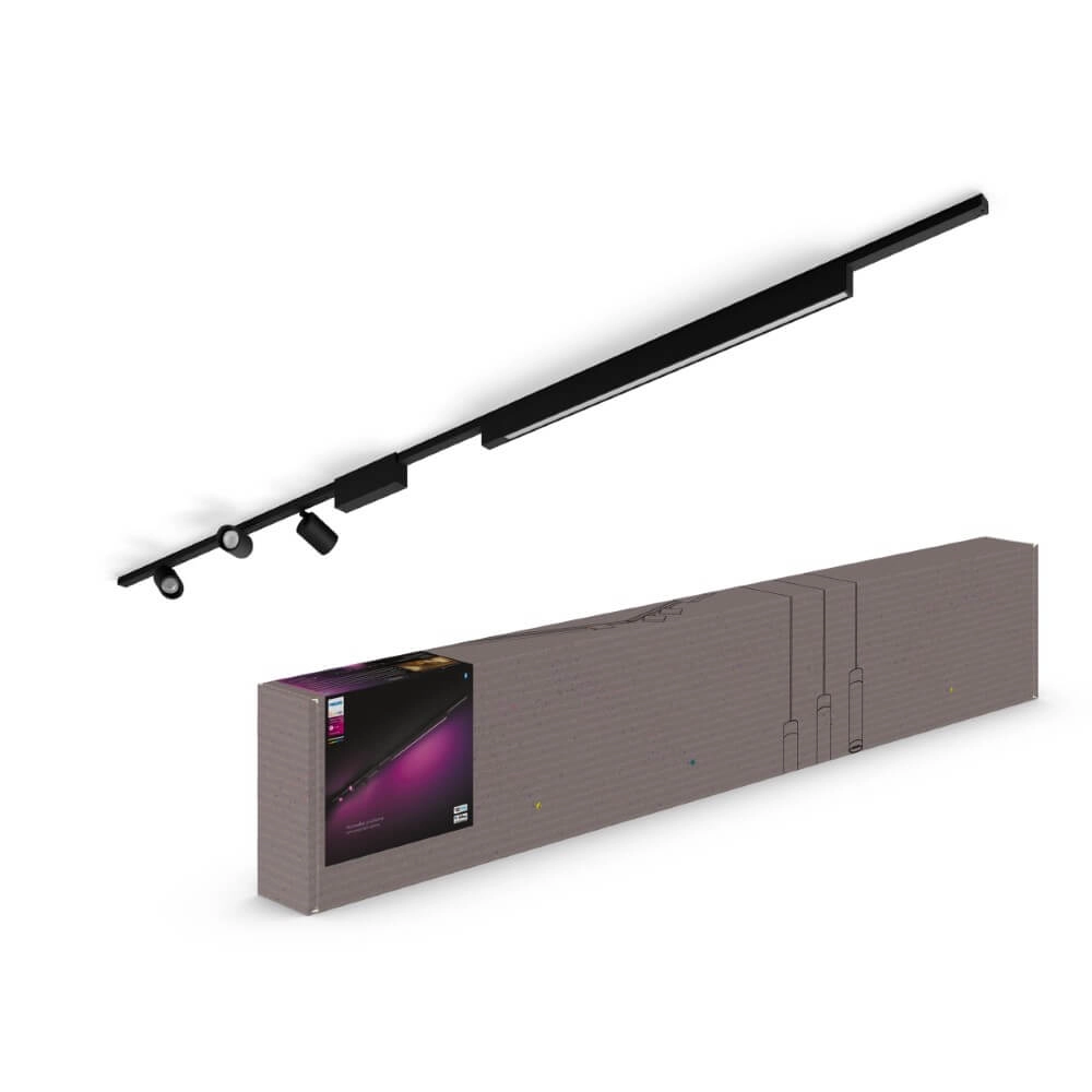 Hue Perifo - White and color set of 3 spots and bar black Philips 8719514407800
