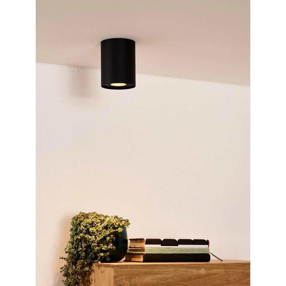 Surface-mounted ceiling spot Tube black Ø 9.6cm Lucide 5411212221278