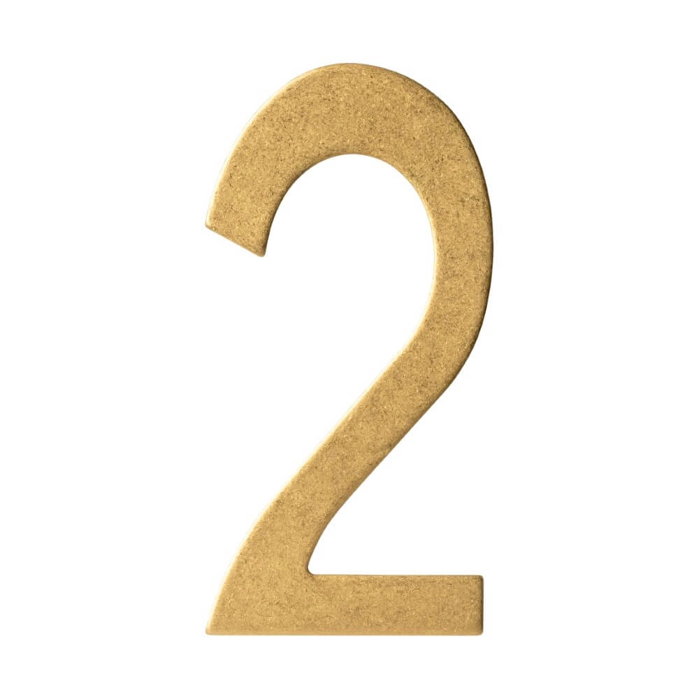 House number 2 Numbra 15cm brass tumbled