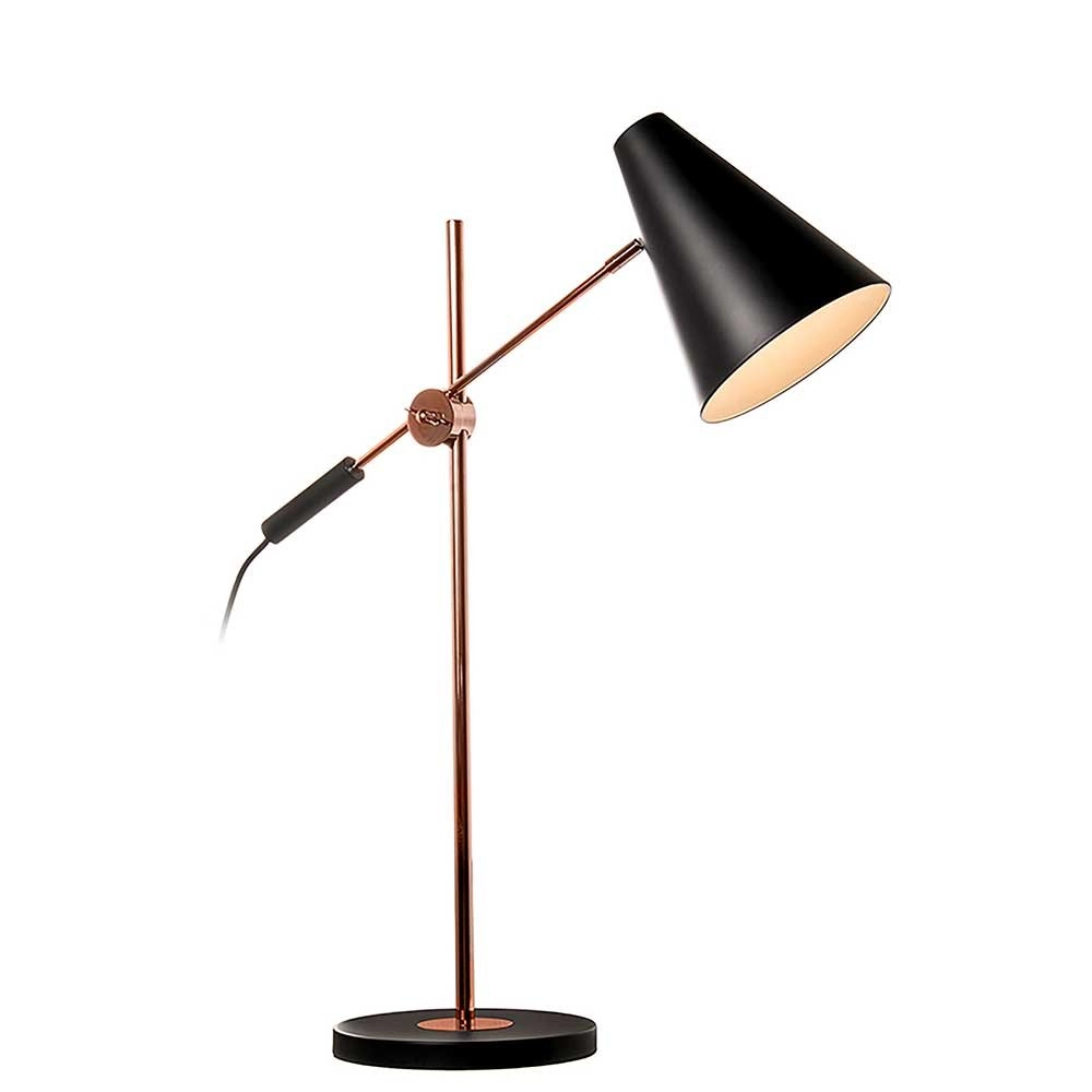 Sleek desk lamp Obscur black with red copper