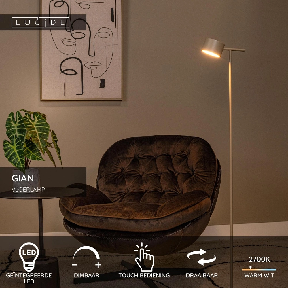 Floor lamp Gian sand brown Lucide 5411212421142